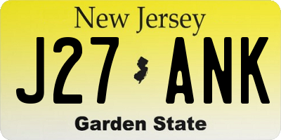 NJ license plate J27ANK