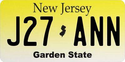 NJ license plate J27ANN