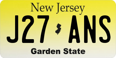 NJ license plate J27ANS