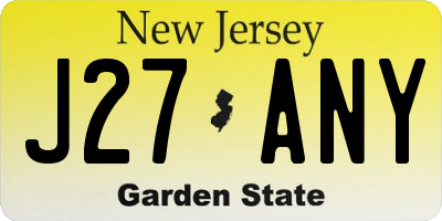 NJ license plate J27ANY
