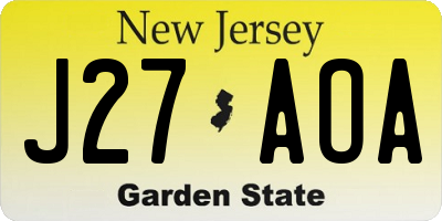 NJ license plate J27AOA