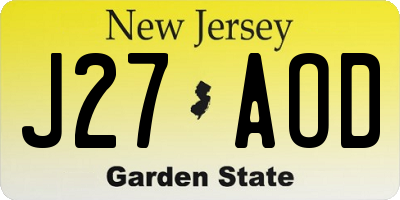NJ license plate J27AOD