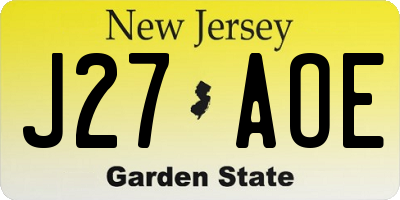 NJ license plate J27AOE
