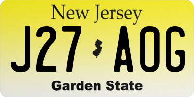 NJ license plate J27AOG