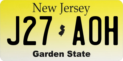 NJ license plate J27AOH