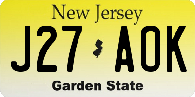 NJ license plate J27AOK