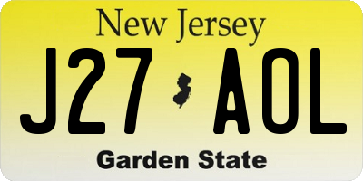 NJ license plate J27AOL