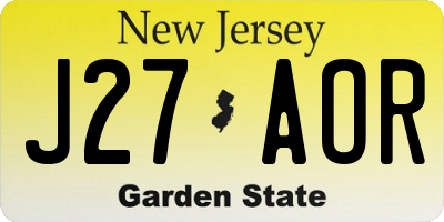 NJ license plate J27AOR