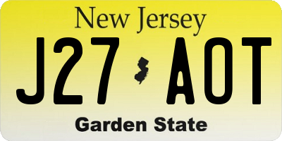 NJ license plate J27AOT