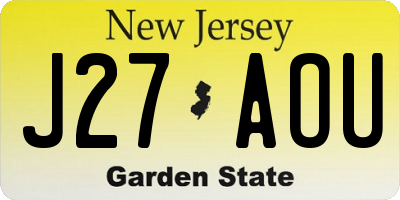 NJ license plate J27AOU