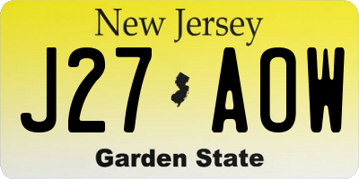 NJ license plate J27AOW