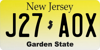 NJ license plate J27AOX