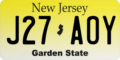 NJ license plate J27AOY