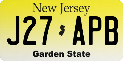 NJ license plate J27APB