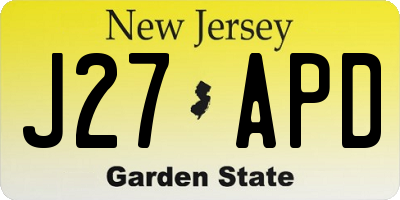 NJ license plate J27APD