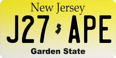 NJ license plate J27APE