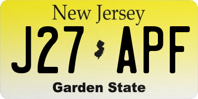NJ license plate J27APF