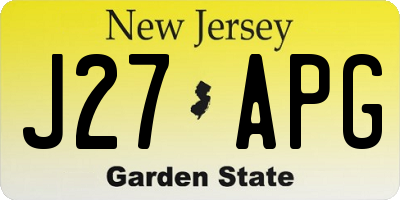 NJ license plate J27APG
