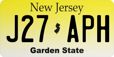 NJ license plate J27APH
