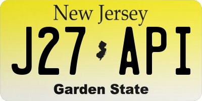 NJ license plate J27API