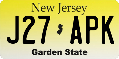 NJ license plate J27APK