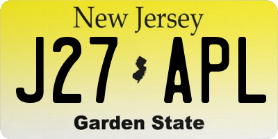 NJ license plate J27APL