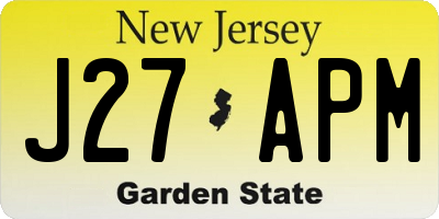NJ license plate J27APM