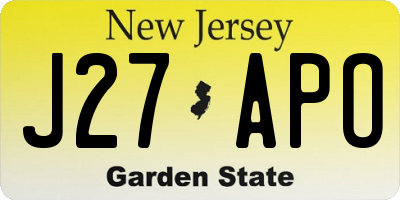 NJ license plate J27APO