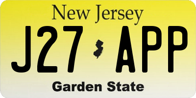NJ license plate J27APP