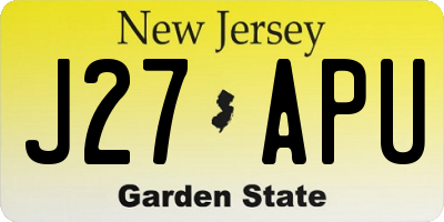 NJ license plate J27APU