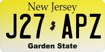 NJ license plate J27APZ