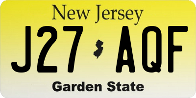 NJ license plate J27AQF