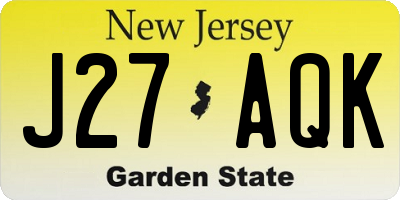 NJ license plate J27AQK