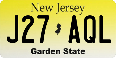 NJ license plate J27AQL
