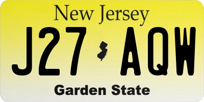 NJ license plate J27AQW