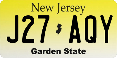 NJ license plate J27AQY