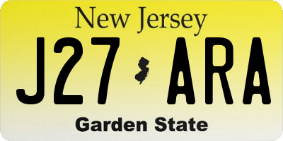 NJ license plate J27ARA