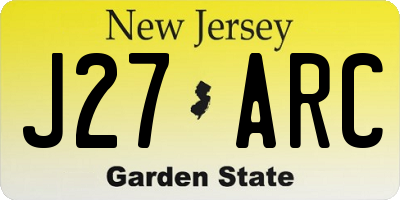 NJ license plate J27ARC