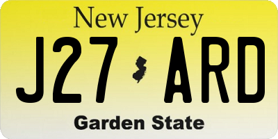 NJ license plate J27ARD