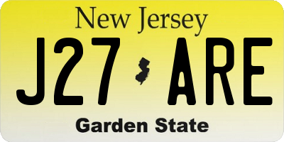 NJ license plate J27ARE