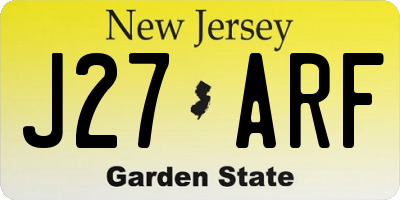 NJ license plate J27ARF