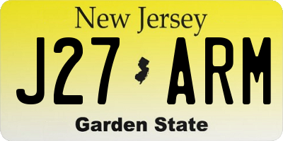 NJ license plate J27ARM