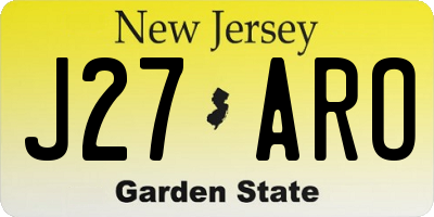 NJ license plate J27ARO