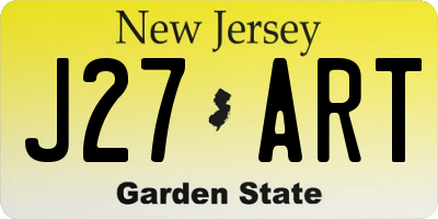 NJ license plate J27ART