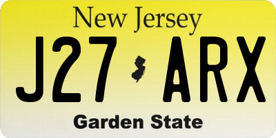 NJ license plate J27ARX