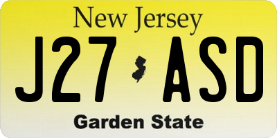 NJ license plate J27ASD