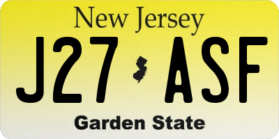 NJ license plate J27ASF