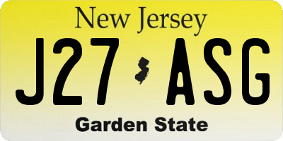 NJ license plate J27ASG