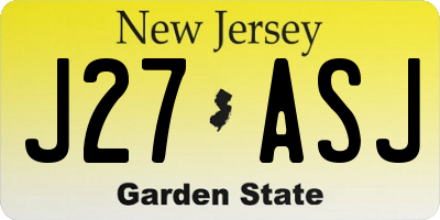 NJ license plate J27ASJ
