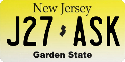 NJ license plate J27ASK